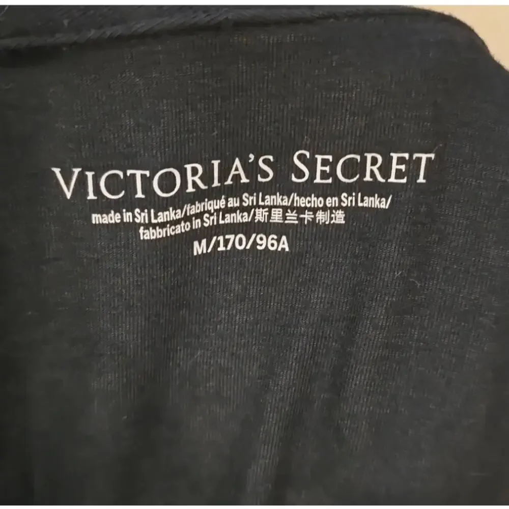 VGUC Victoria's Secret Black Soft Modal Pajama Set Long Sleeve Lace Trim Medium